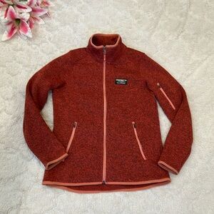 LL Bean Burnt Orange Marled Zip Up Jacket